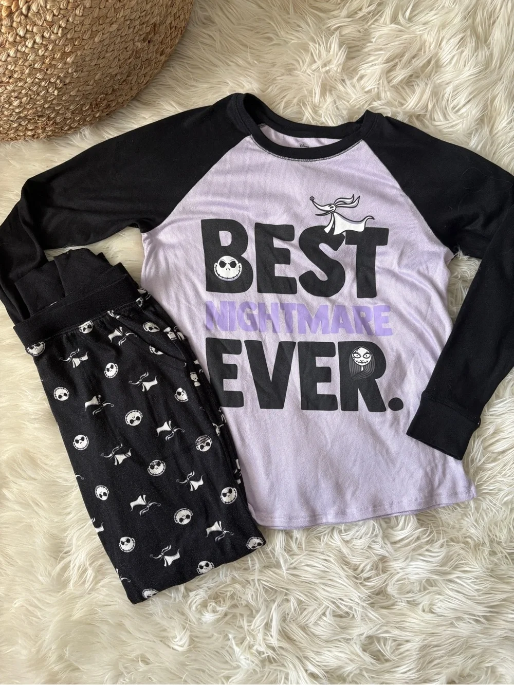Disney Lilac and Black 'Best Nightmare Ever' Kids Pajama Set